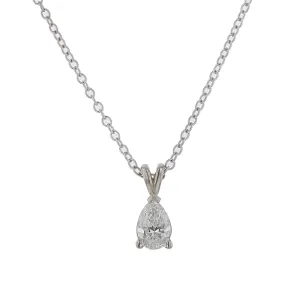 0.47ct Pear Shaped Diamond Pendant in 18K White Gold with Chain
