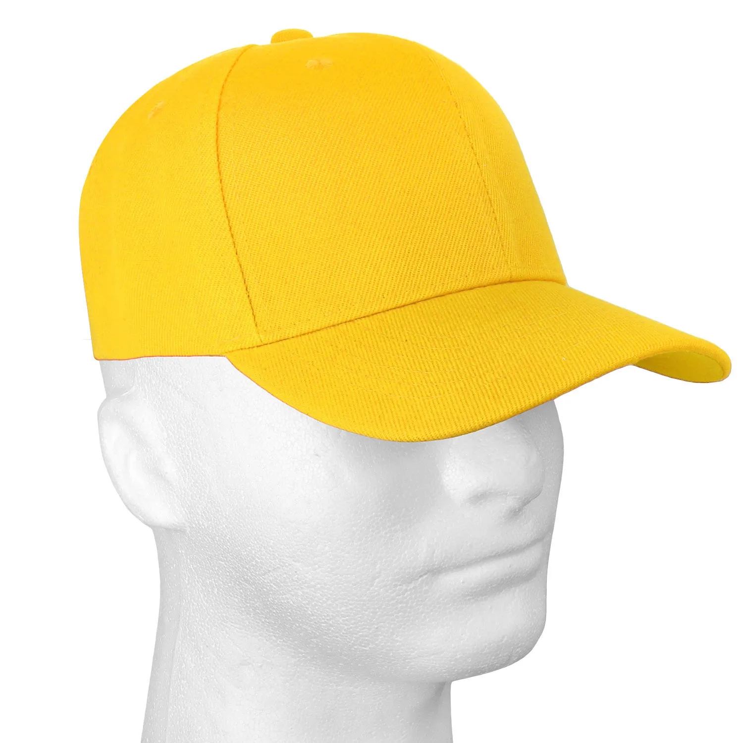 12-Pack Baseball Dad Cap Velcro Strap Adjustable Size - Yellow