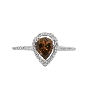 14K White Pear Diamond 0.87Ct Halo Engagement Ring
