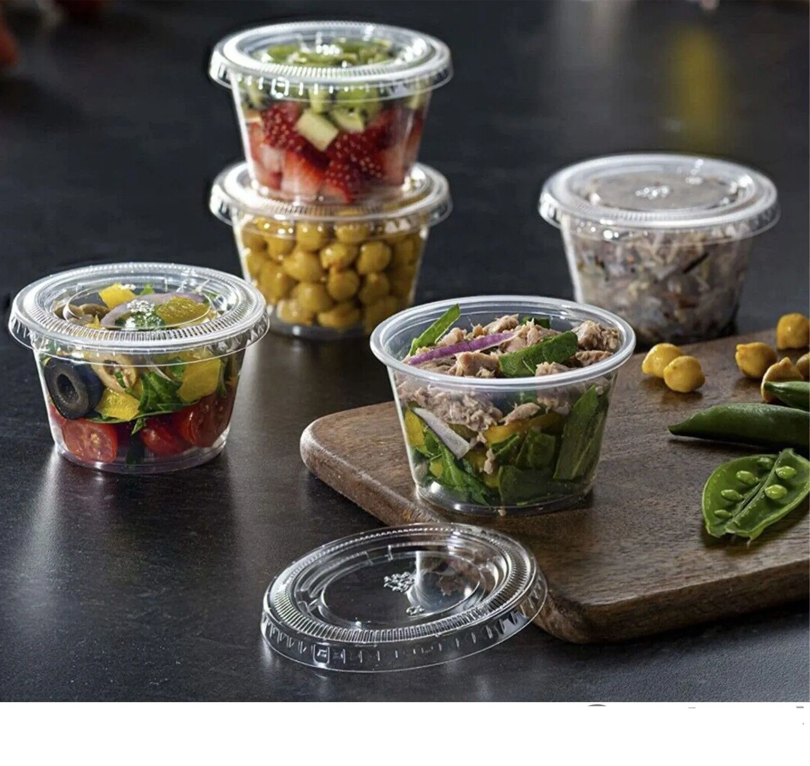 16 PCS Clear Shot Plastic Disposable Portion Cups With Lids In Bag 4 Oz - New