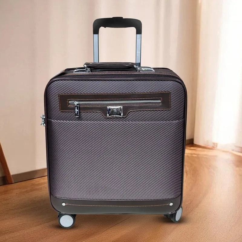 18 inch Small Cabin Trolley Bag - TSA Lock, TPE Wheels | 45L | Brown