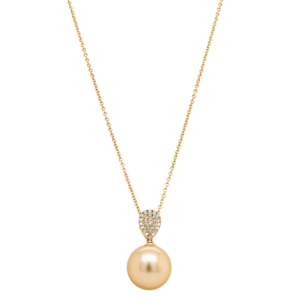 18ct Yellow Gold Golden Pearl & Diamond Aegean Pendant