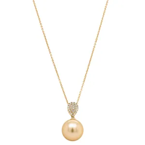18ct Yellow Gold Golden Pearl & Diamond Aegean Pendant