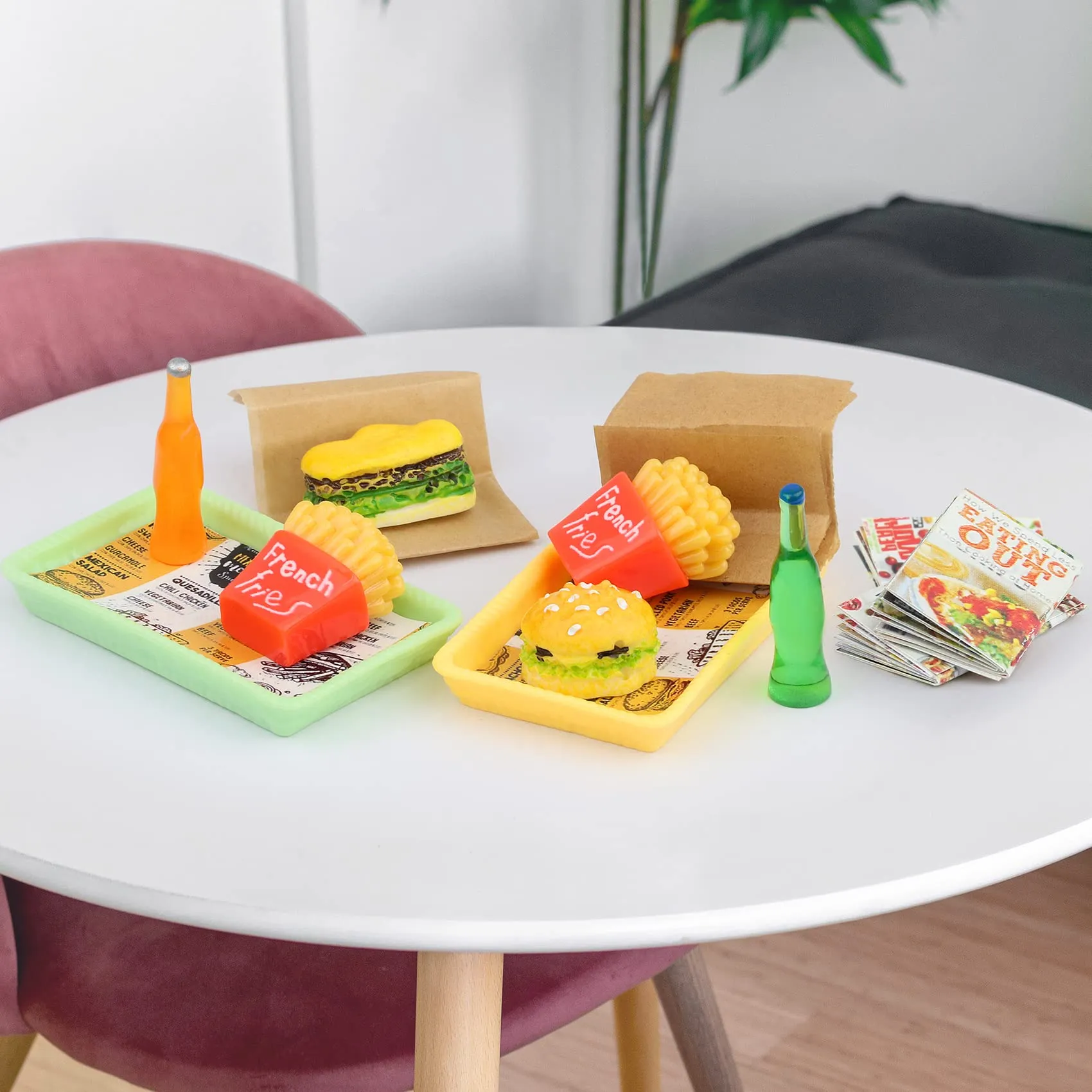 18INDC 15 Pcs Doll Accessories Miniature Laptop Computer Tablet Phone Mini Backpack and Mini Food Including Burger Soda Set and Burger Hot Dog Set and Gourmet Magazine for 11.5 inch Doll