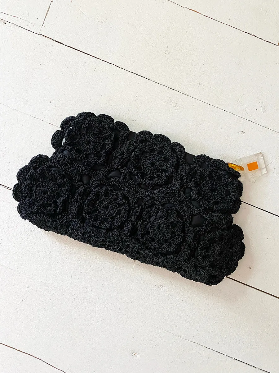 1960's Crochet Clutch with Lucite Zipper Pull