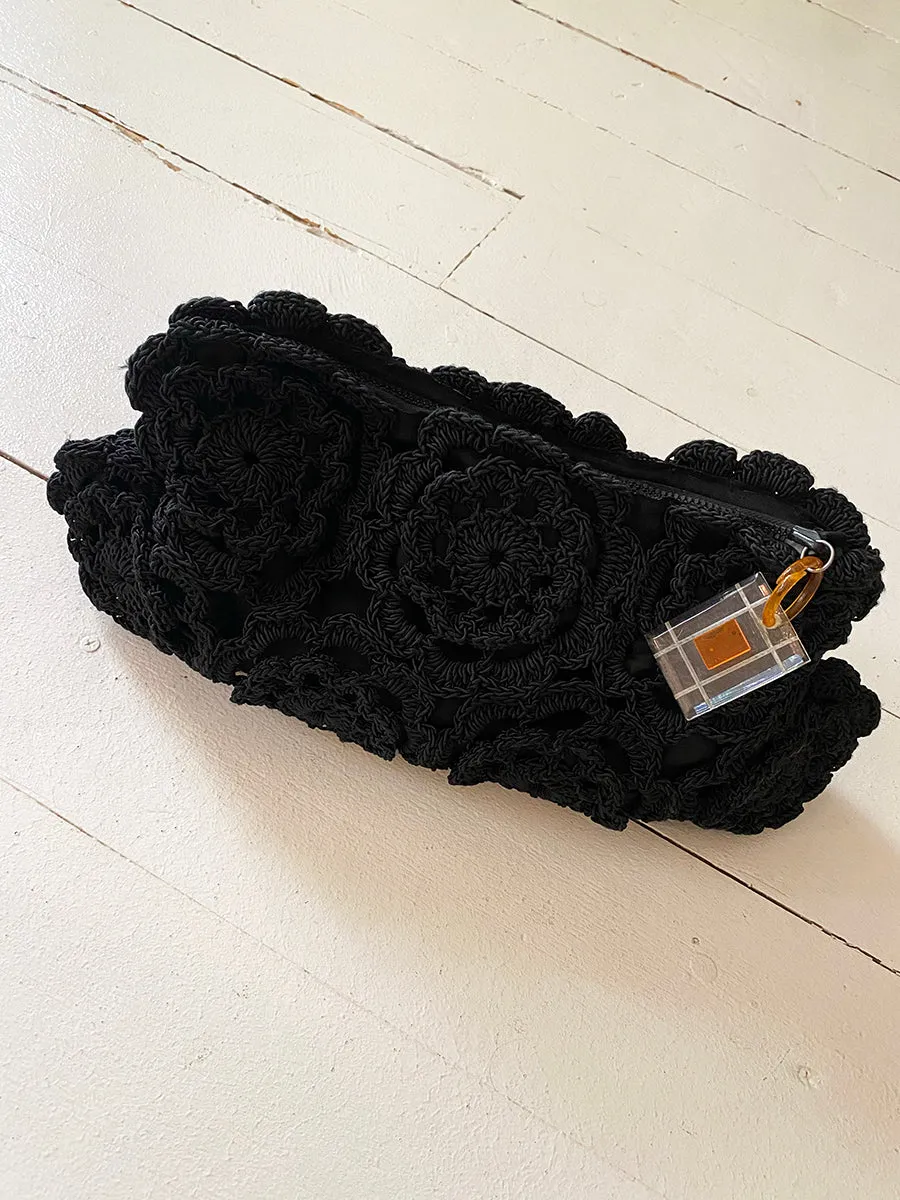 1960's Crochet Clutch with Lucite Zipper Pull