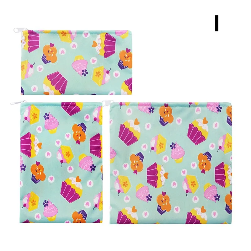 3PCS Snack Bag Reusable Washable Multifunctional Beeswax Sandwich And Lunch Bag Organic Food Wrap For Child School Travel Bag