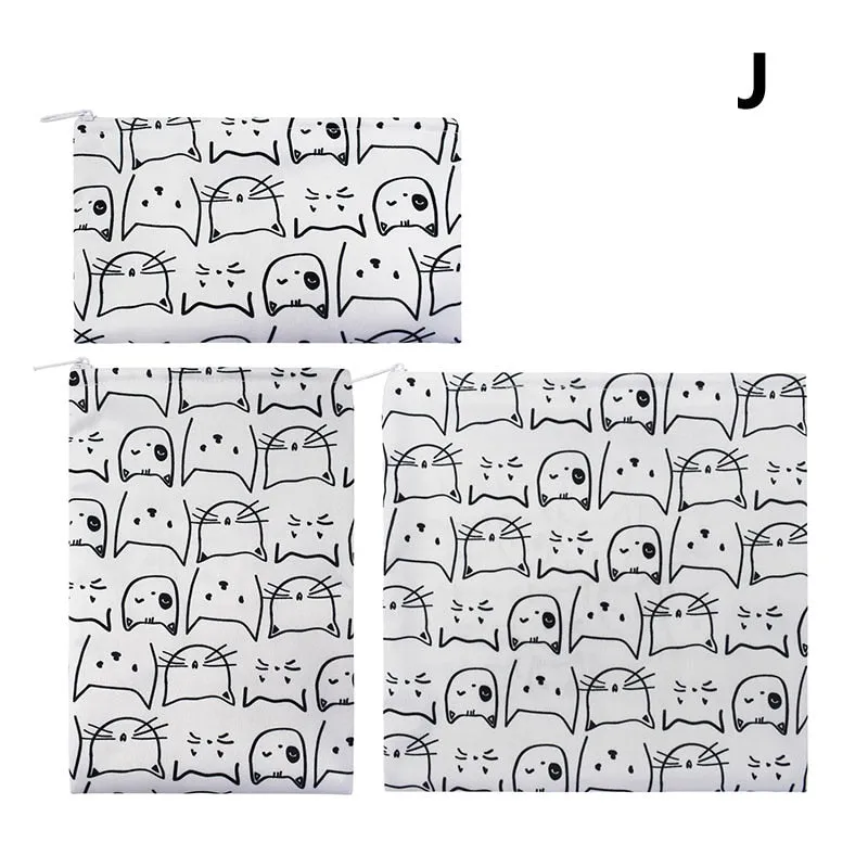 3PCS Snack Bag Reusable Washable Multifunctional Beeswax Sandwich And Lunch Bag Organic Food Wrap For Child School Travel Bag