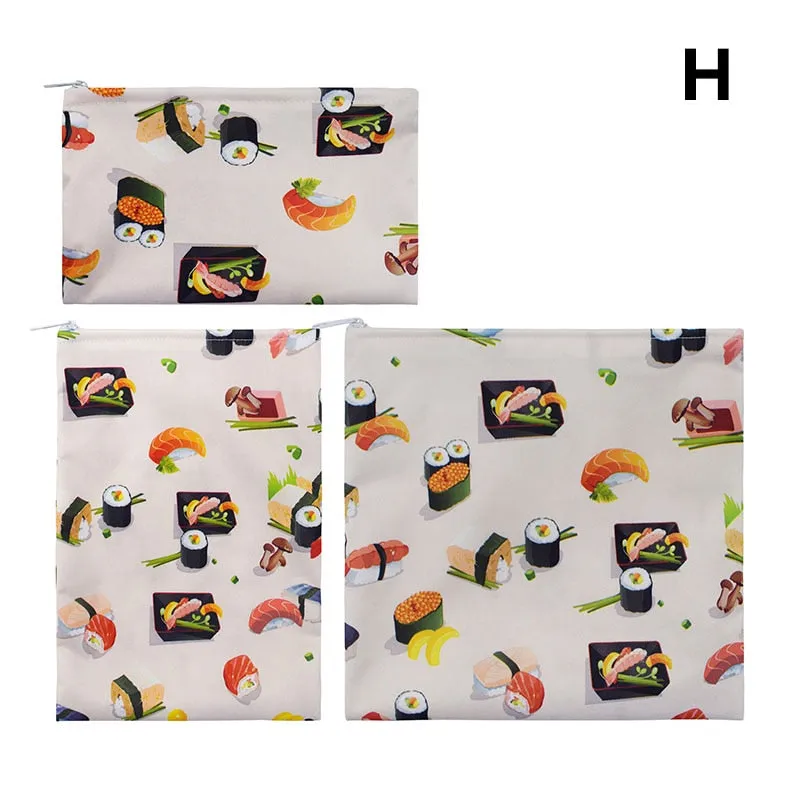 3PCS Snack Bag Reusable Washable Multifunctional Beeswax Sandwich And Lunch Bag Organic Food Wrap For Child School Travel Bag