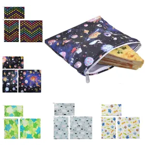 3PCS Snack Bag Reusable Washable Multifunctional Beeswax Sandwich And Lunch Bag Organic Food Wrap For Child School Travel Bag