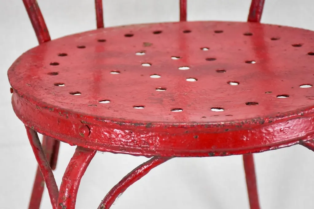 6 antique Italian garden chairs - metal painted red
