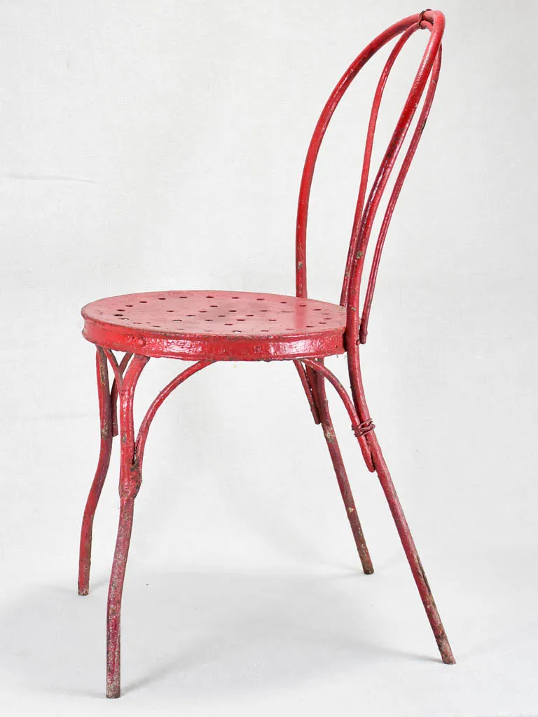 6 antique Italian garden chairs - metal painted red