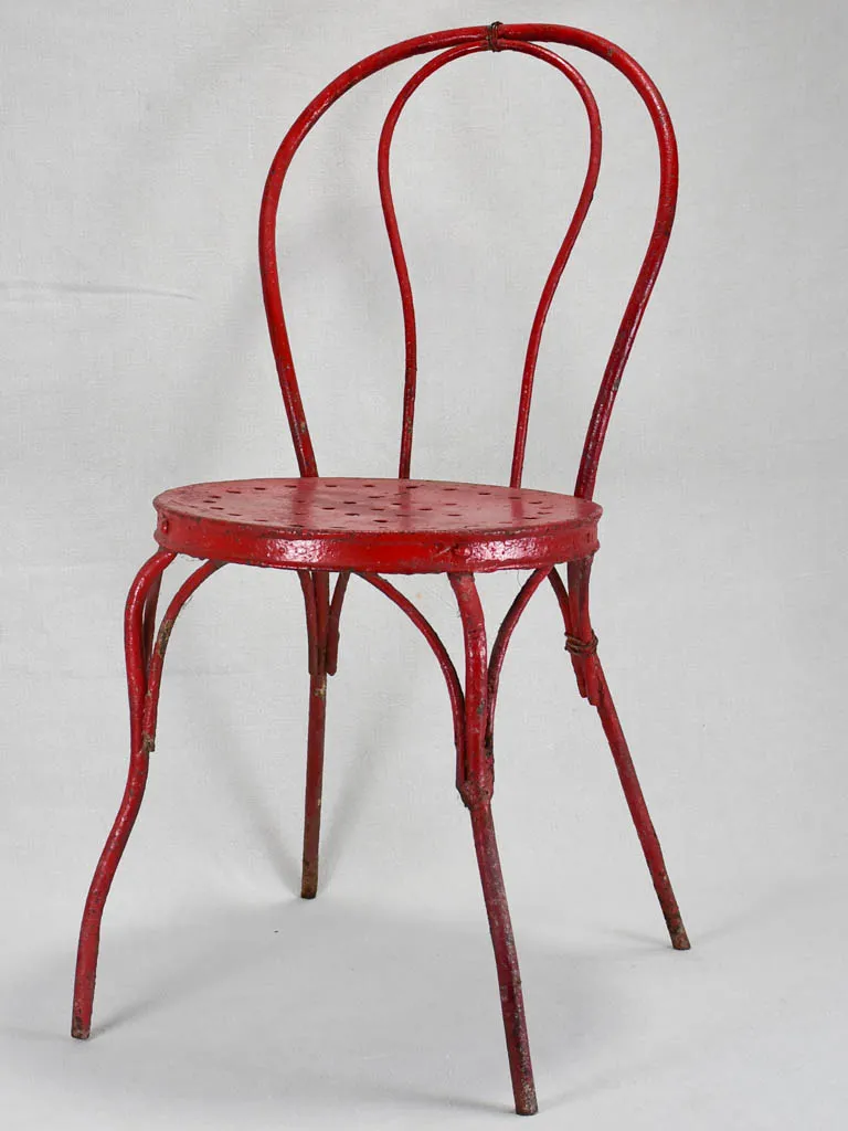 6 antique Italian garden chairs - metal painted red