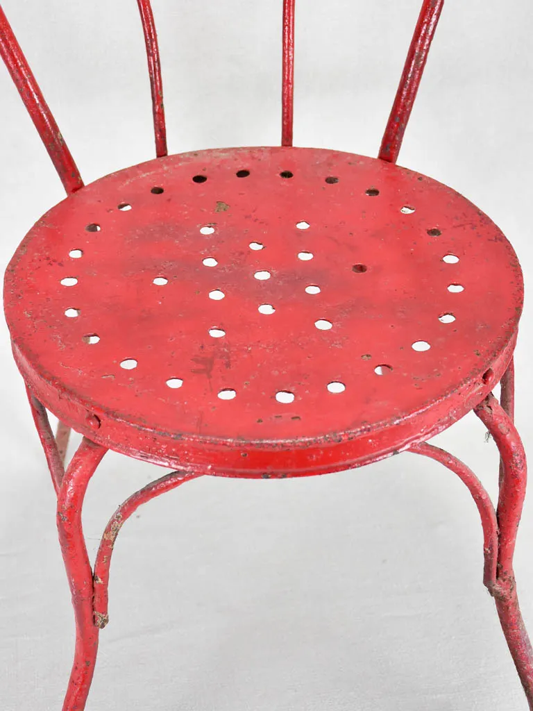 6 antique Italian garden chairs - metal painted red