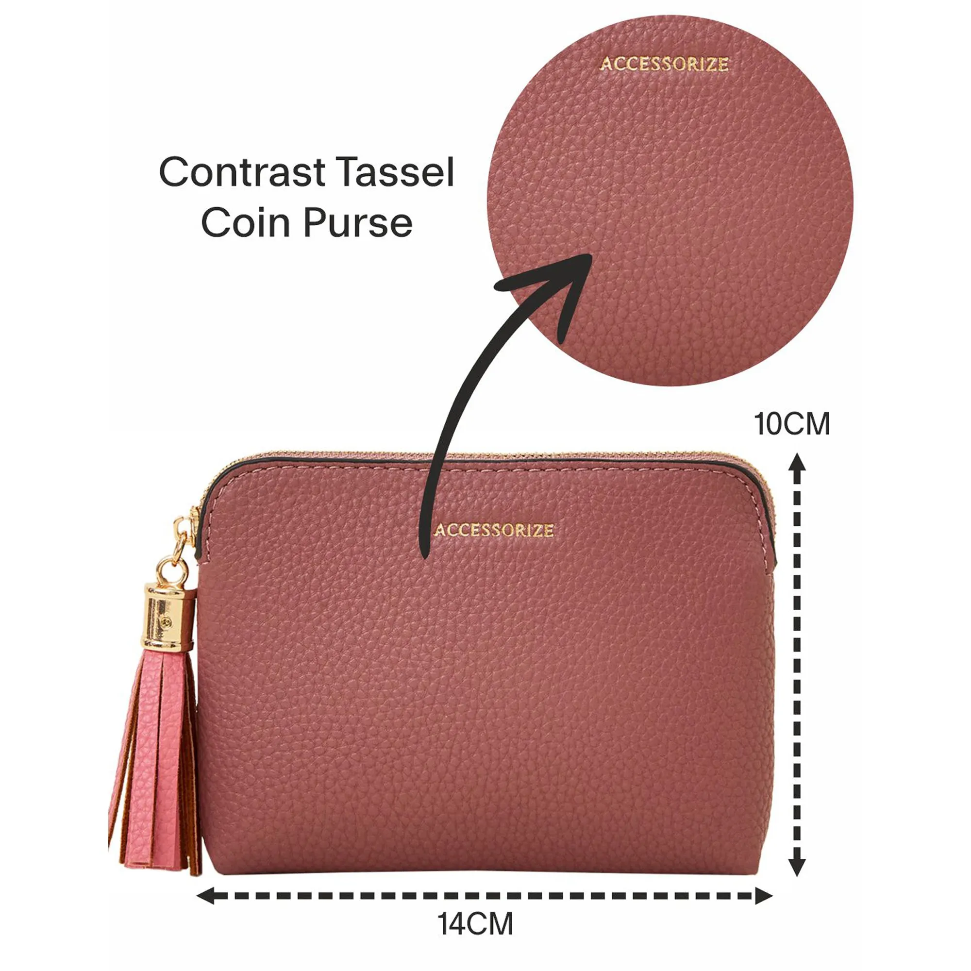 Accessorize London Women's Pink Contrast Tassle Coin Purse