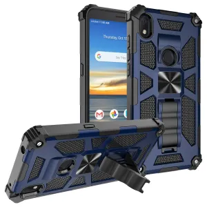 Alcatel Lumos Case/AT&T Alcatel Axel Case [Military Grade] Ring Car Mount Kickstand Hybrid Hard PC Soft TPU Shockproof Protective Case - Blue