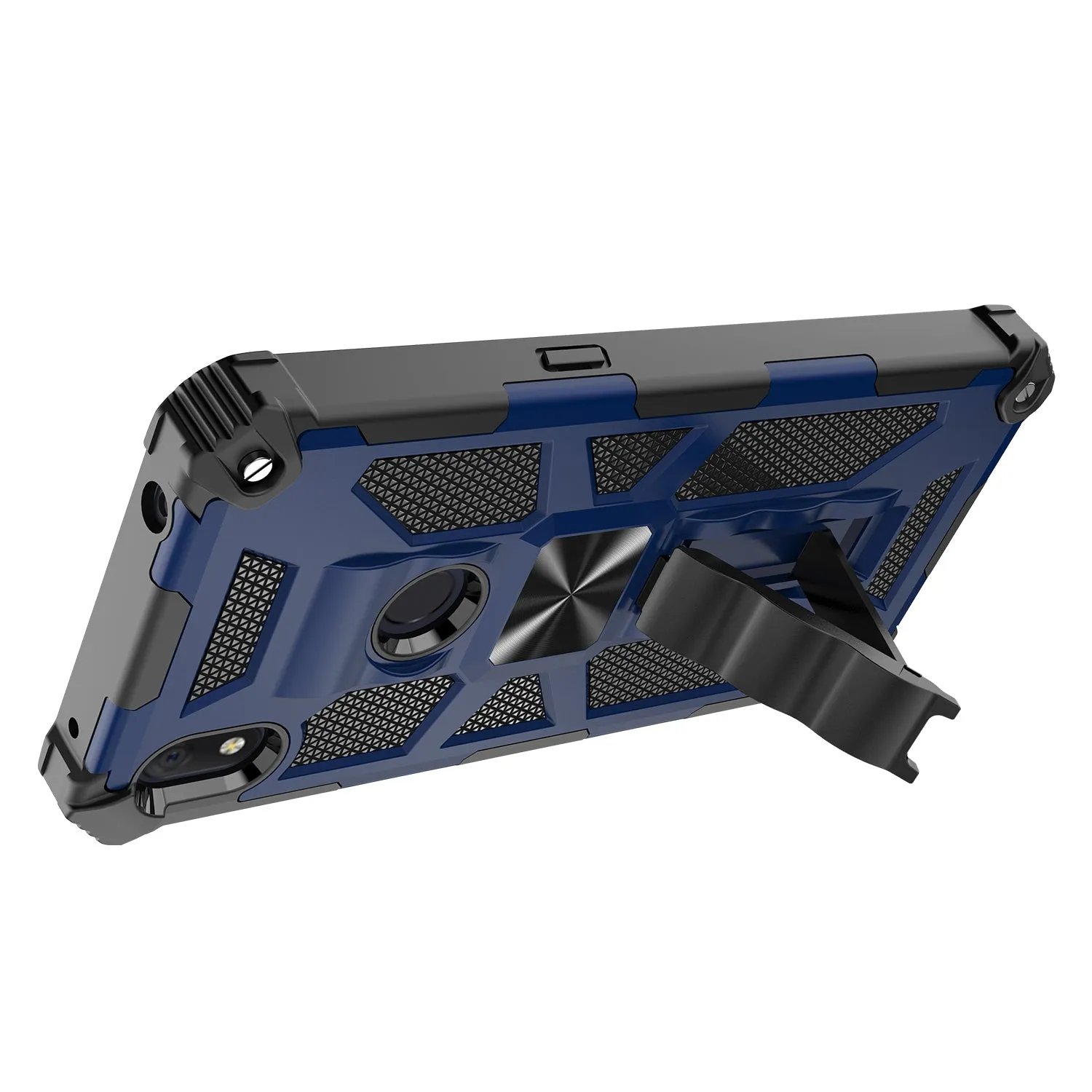 Alcatel Lumos Case/AT&T Alcatel Axel Case [Military Grade] Ring Car Mount Kickstand Hybrid Hard PC Soft TPU Shockproof Protective Case - Blue
