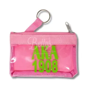 Alpha Kappa Alpha AKA Greek Letters Coin Purse with Zipper and Keyring