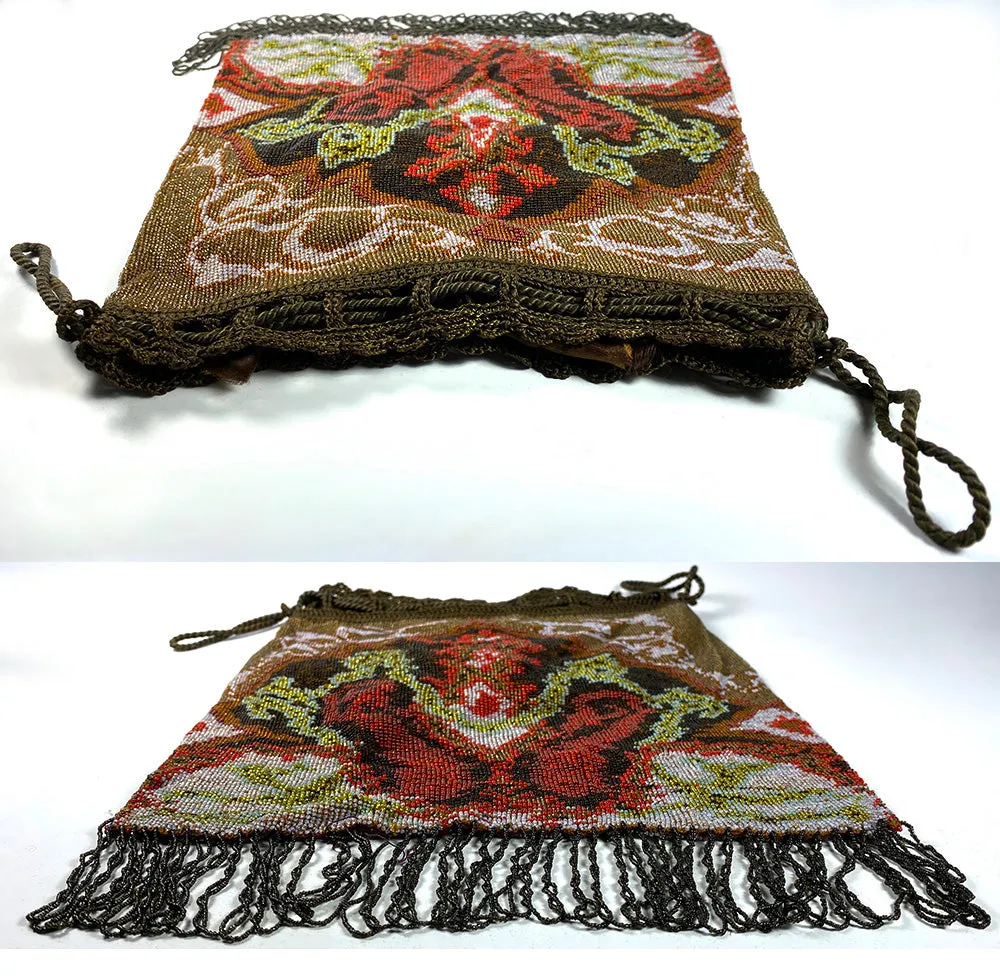 Antique 1mm Micro Beadwork Beaded Bag, Purse, Pouch, c.1880-1920