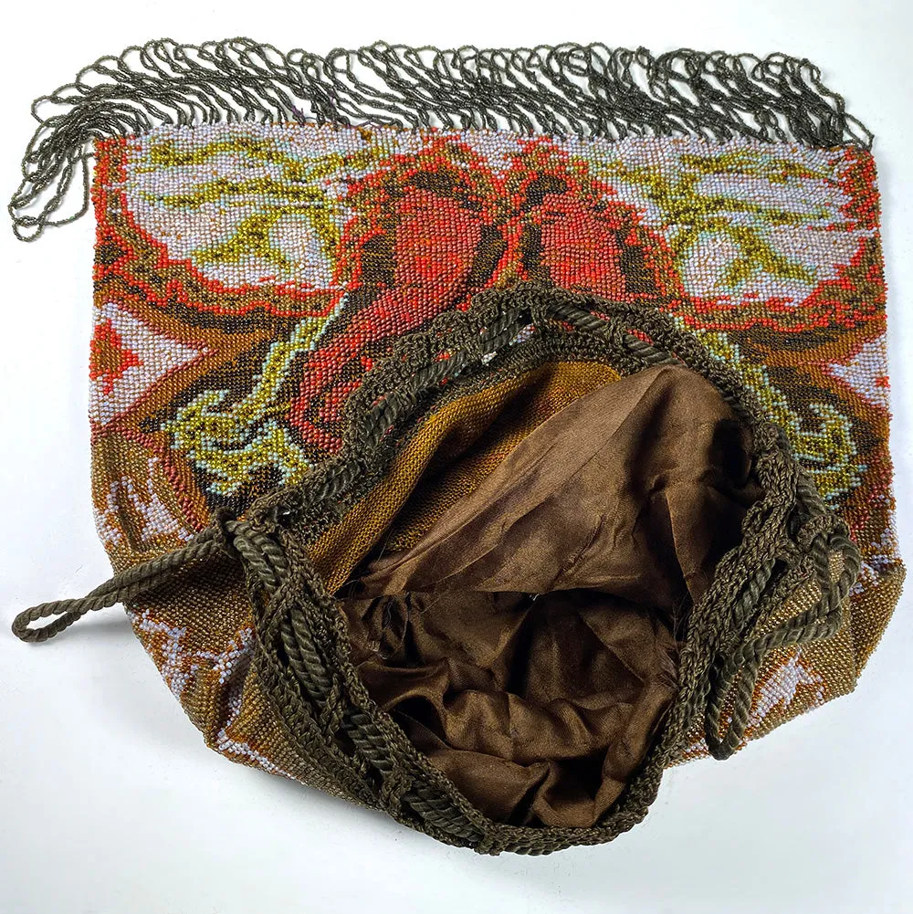 Antique 1mm Micro Beadwork Beaded Bag, Purse, Pouch, c.1880-1920