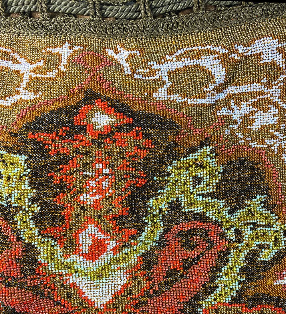 Antique 1mm Micro Beadwork Beaded Bag, Purse, Pouch, c.1880-1920