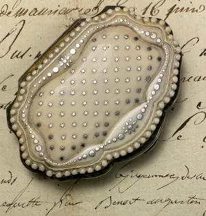 Antique French Dieppe Carved Ivory Coin Purse, Sterling Silver Pique Stars, Circles c. 1850-90