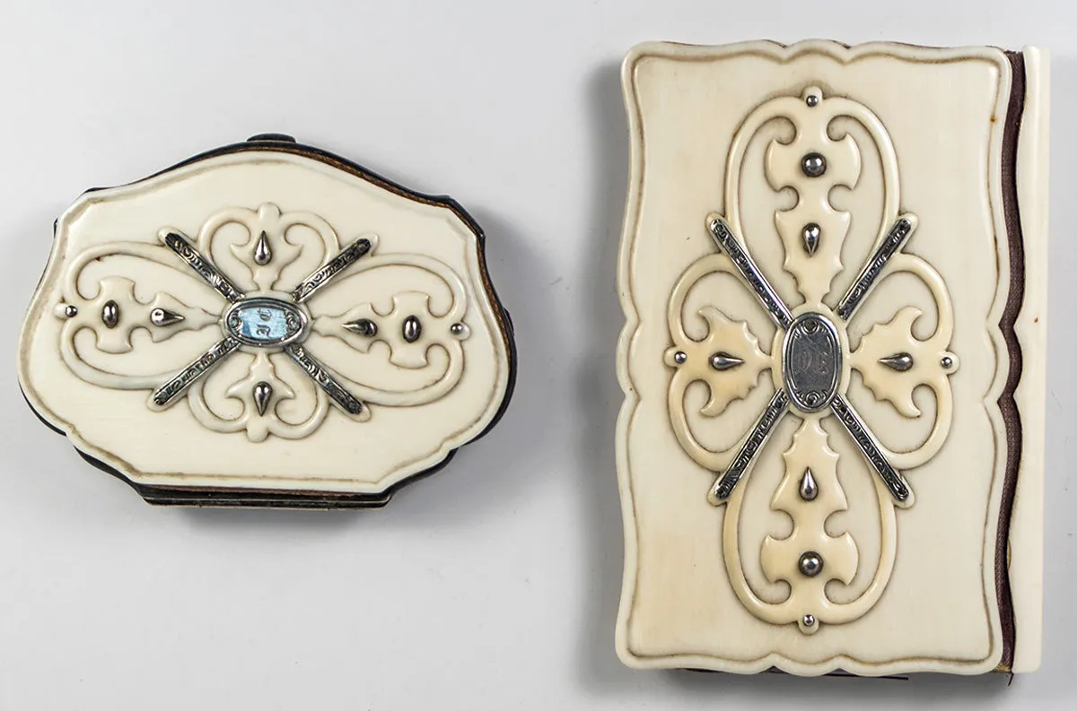 Antique Palais Royal French Coin Purse and Aide d'Memoire Note and Card Case, in Palais Royal Presentation Box