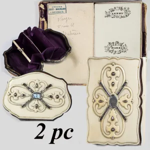 Antique Palais Royal French Coin Purse and Aide d'Memoire Note and Card Case, in Palais Royal Presentation Box