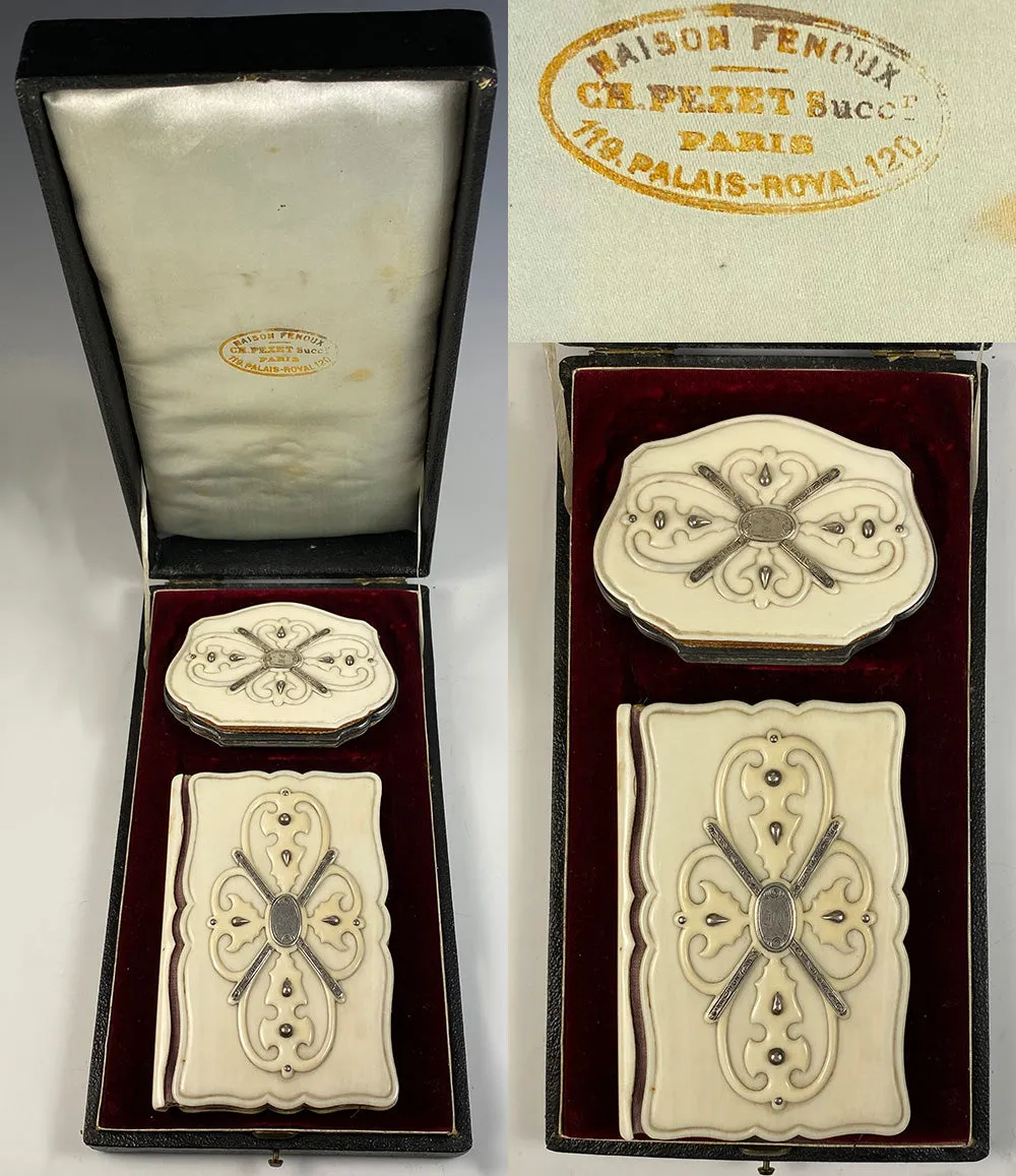 Antique Palais Royal French Coin Purse and Aide d'Memoire Note and Card Case, in Palais Royal Presentation Box