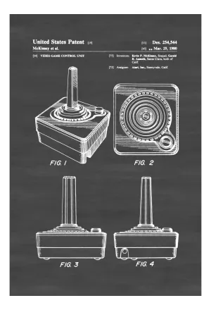 Atari Controller Patent 1980 - Patent Print, Wall Decor, Atari Art, Atari Poster, Atari 2600 Poster, Atari Patent, Atari 2600