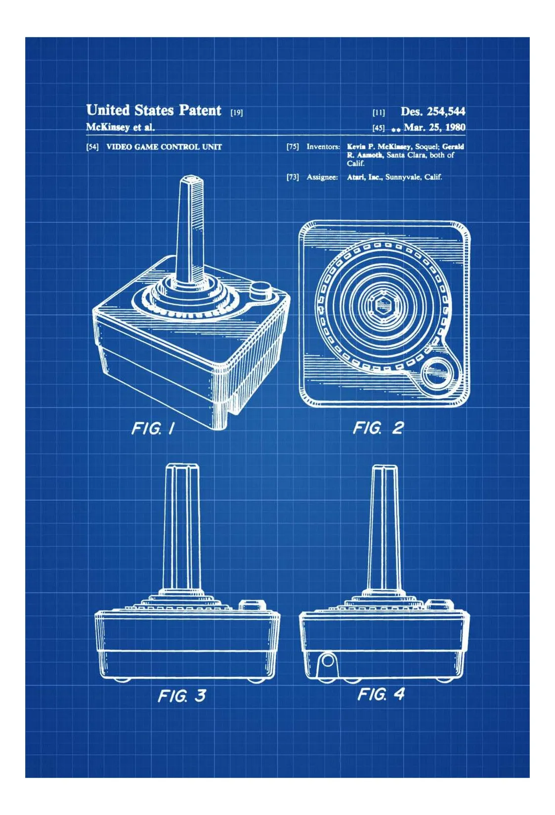 Atari Controller Patent 1980 - Patent Print, Wall Decor, Atari Art, Atari Poster, Atari 2600 Poster, Atari Patent, Atari 2600
