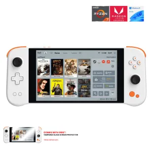 Ayaneo Next AMD Ryzen 7 5825U 16GB RAM 1TB SSD Handheld Gaming Console (Bright White)   Tempered Glass Screen Protector