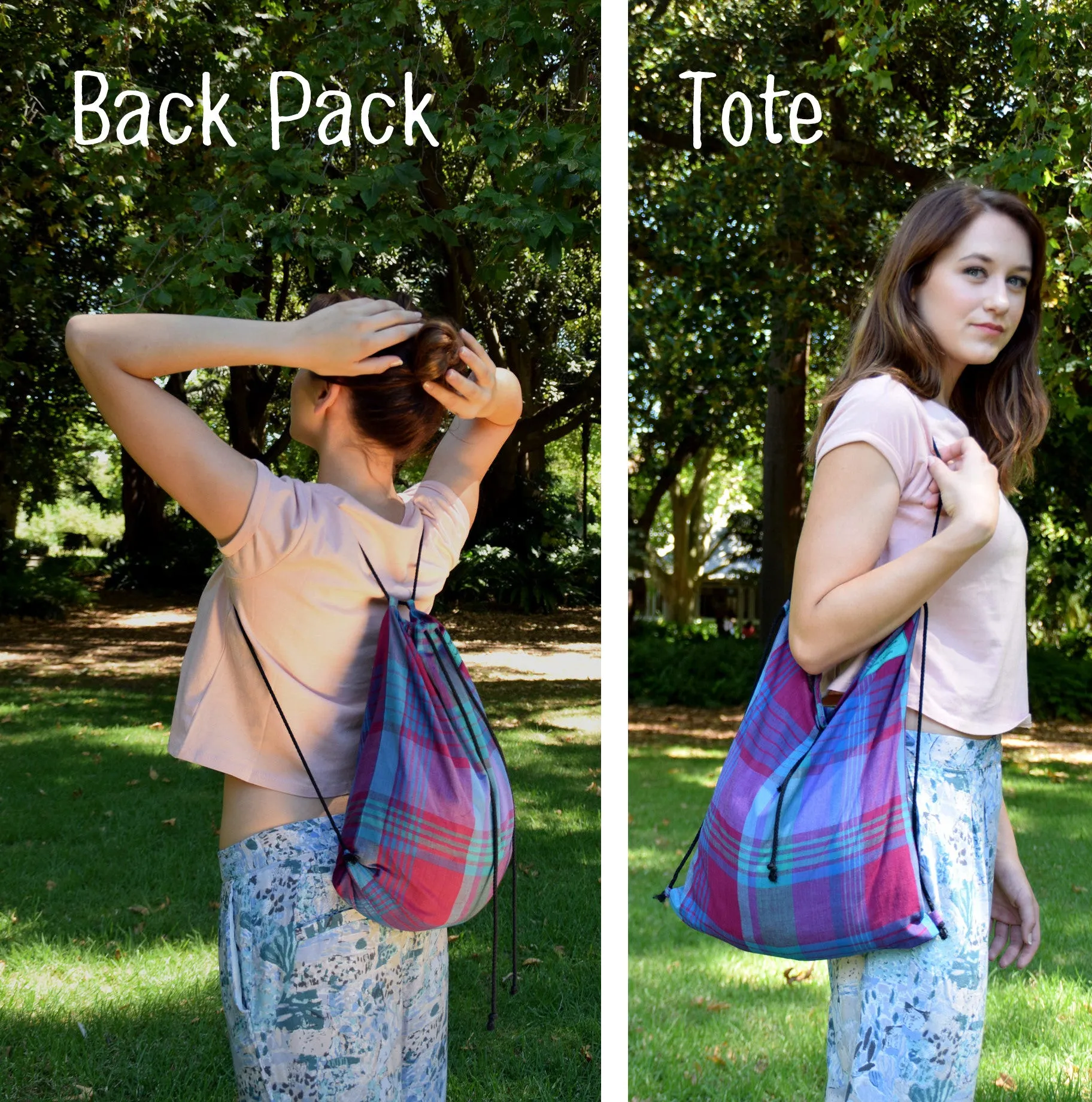 Backpack tote - Pastel rainbows