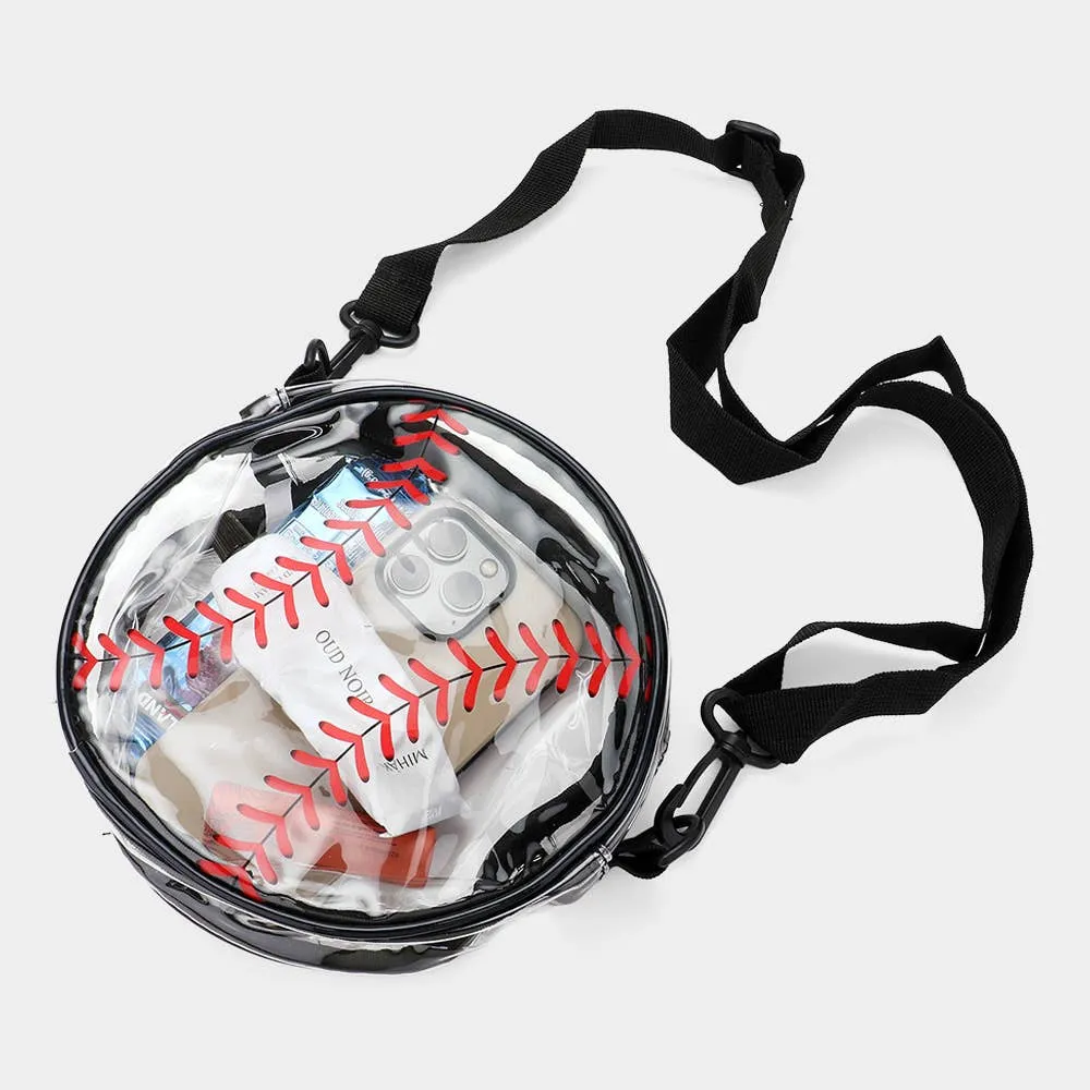 Baseball Transparent Round Crossbody Bag
: Black