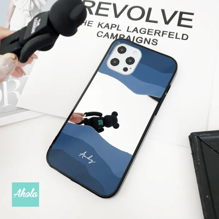 【Baves】Protective Mirror Phone Case 全包邊藍色波浪鏡面名字電話殼