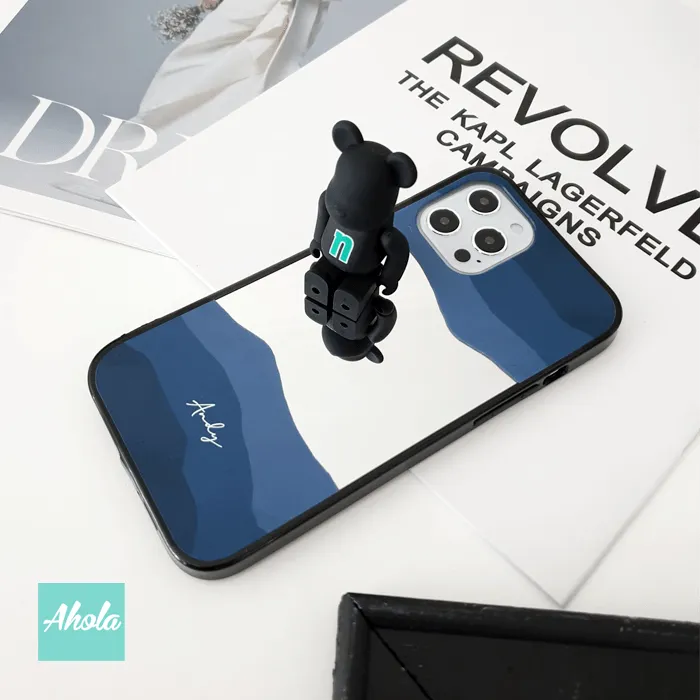 【Baves】Protective Mirror Phone Case 全包邊藍色波浪鏡面名字電話殼