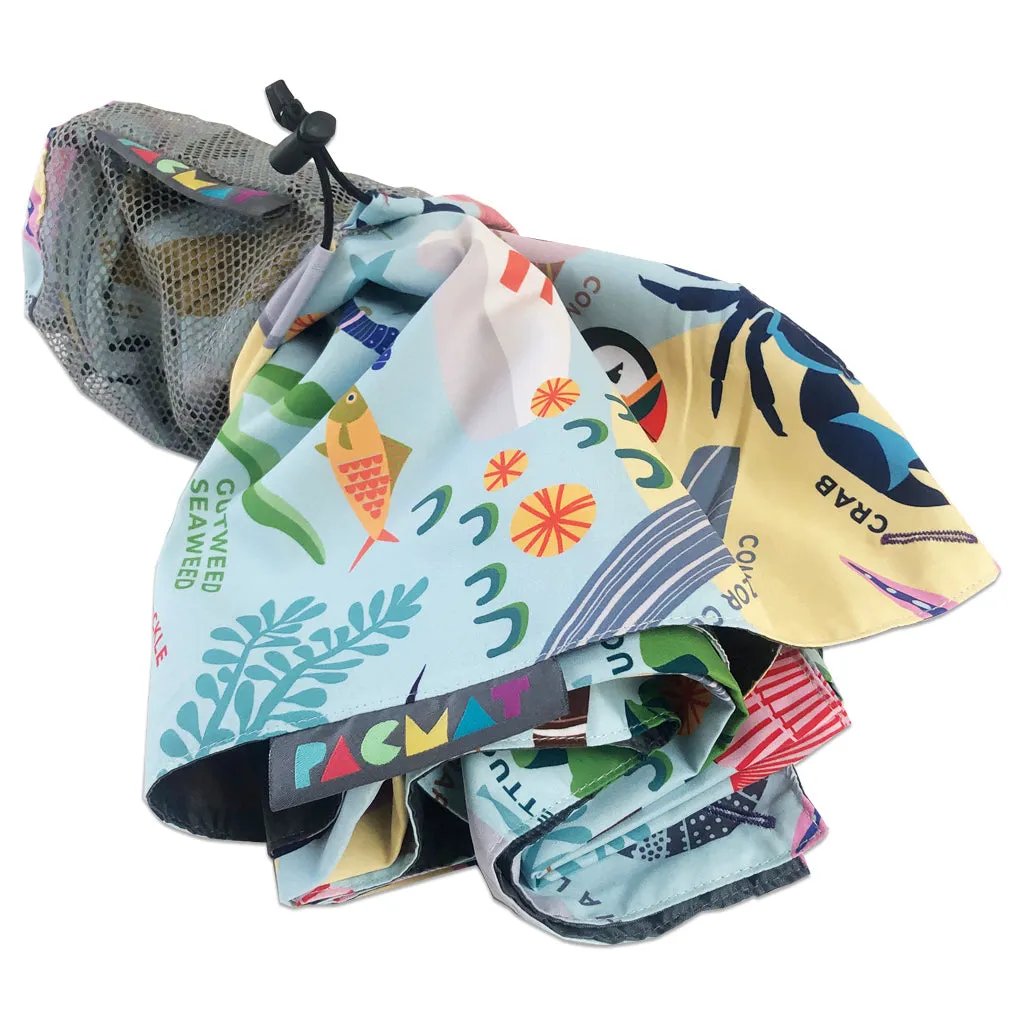 Beach Print, Recycled Material, Waterproof Picnic Blanket, Family Size