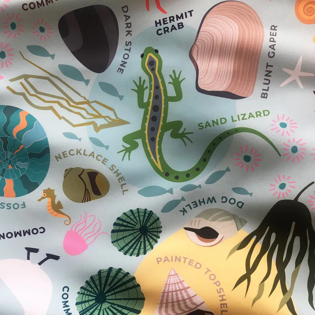 Beach Print, Recycled Material, Waterproof Picnic Blanket, Family Size