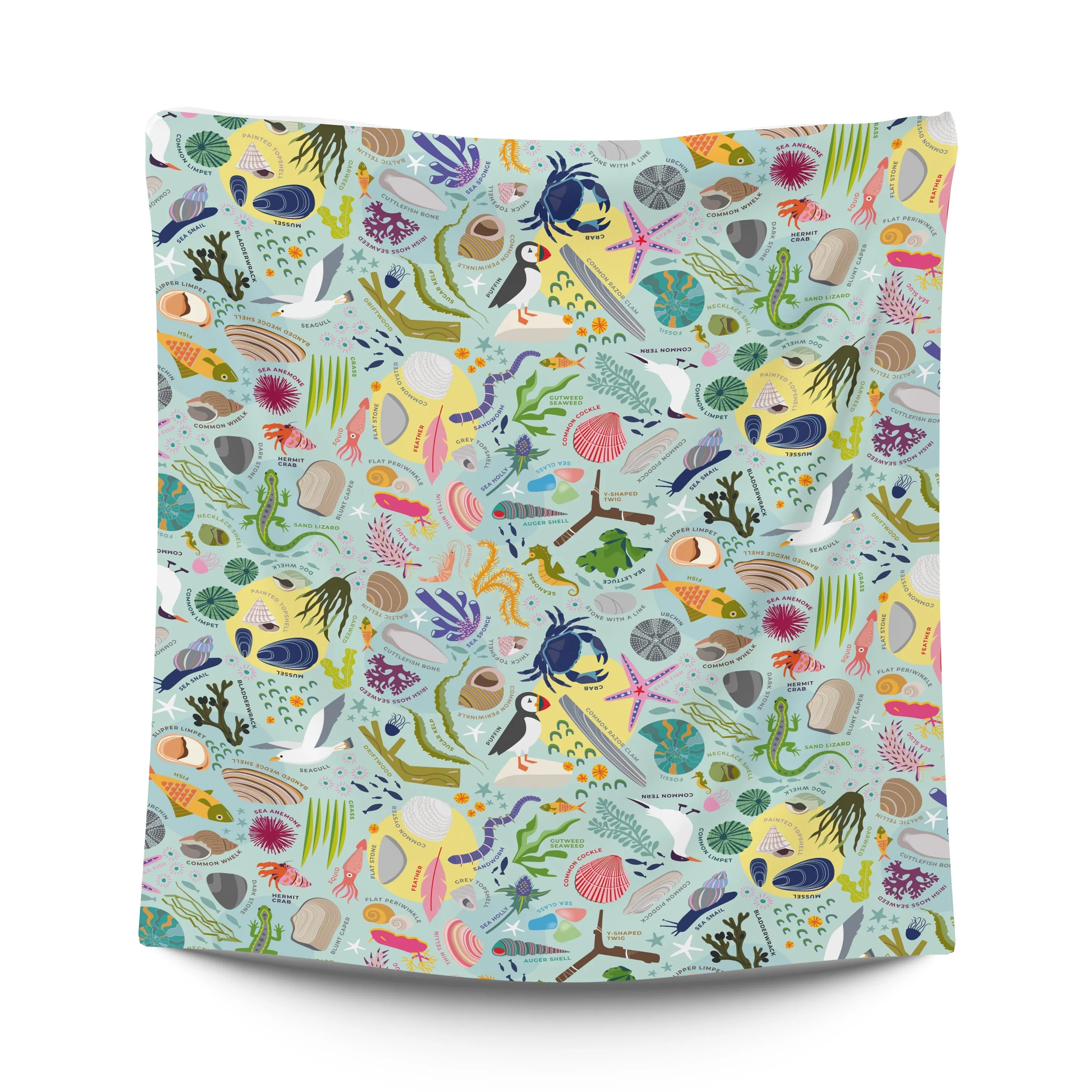 Beach Print, Recycled Material, Waterproof Picnic Blanket, Family Size