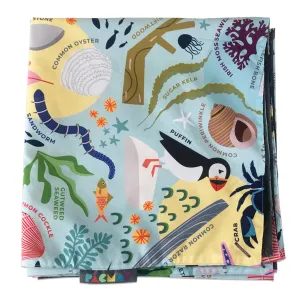 Beach Print, Recycled Material, Waterproof Picnic Blanket, Family Size