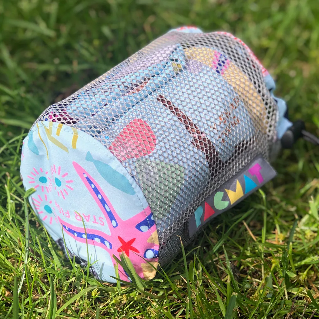 Beach Print, Recycled Material, Waterproof Picnic Blanket, Family Size