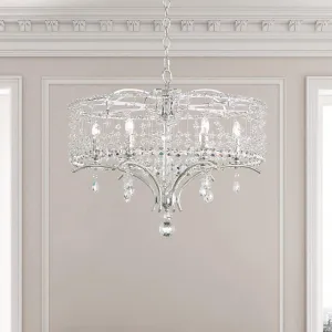 Bella Rose 6 Lights Ferro Black Chandelier with Clear Heritage Crystals