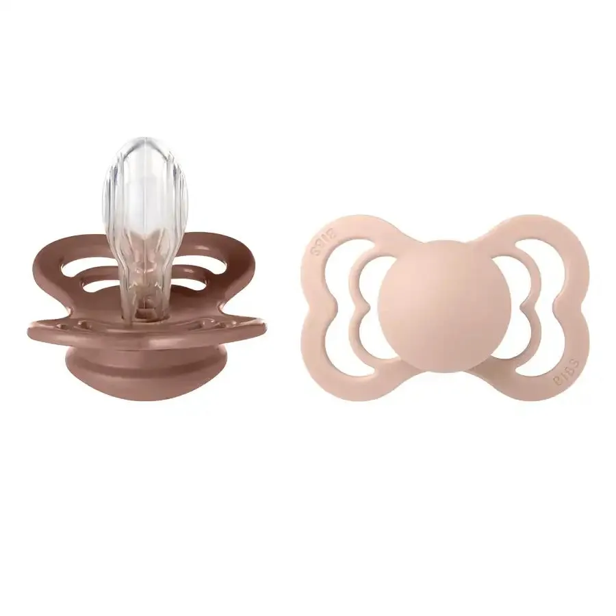 Bibs Supreme S2 Silicone Pacifier - Pack of 2 (Woodchuck/Blush)