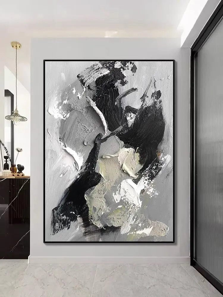 Black and Gray Heavy Textured Oil Painting