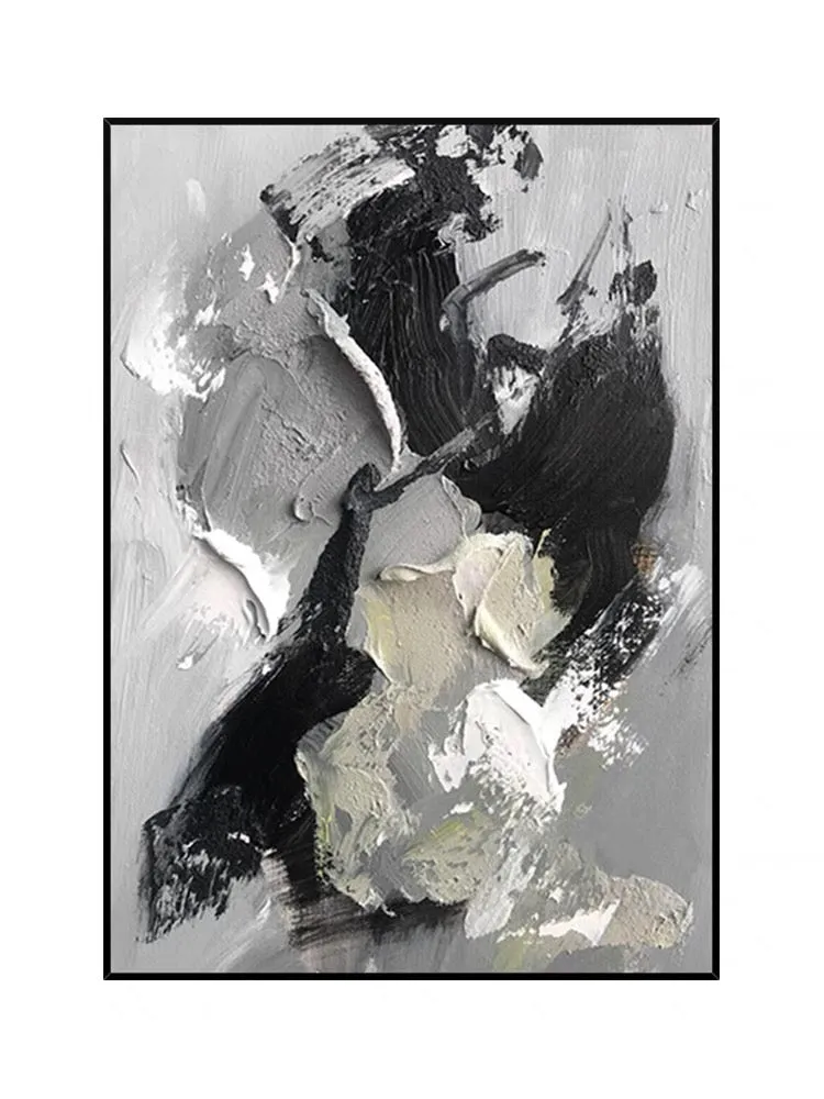 Black and Gray Heavy Textured Oil Painting