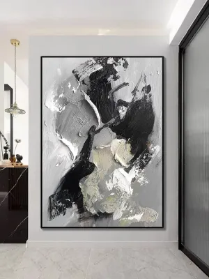 Black and Gray Heavy Textured Oil Painting