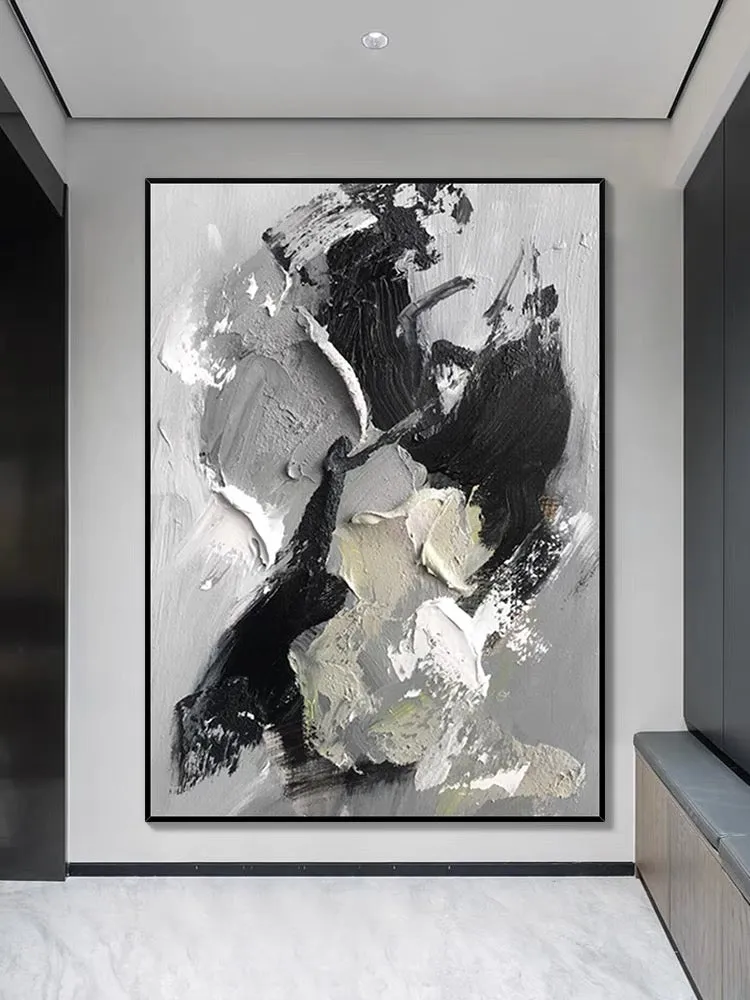 Black and Gray Heavy Textured Oil Painting