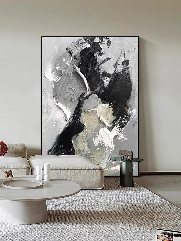 Black and Gray Heavy Textured Oil Painting