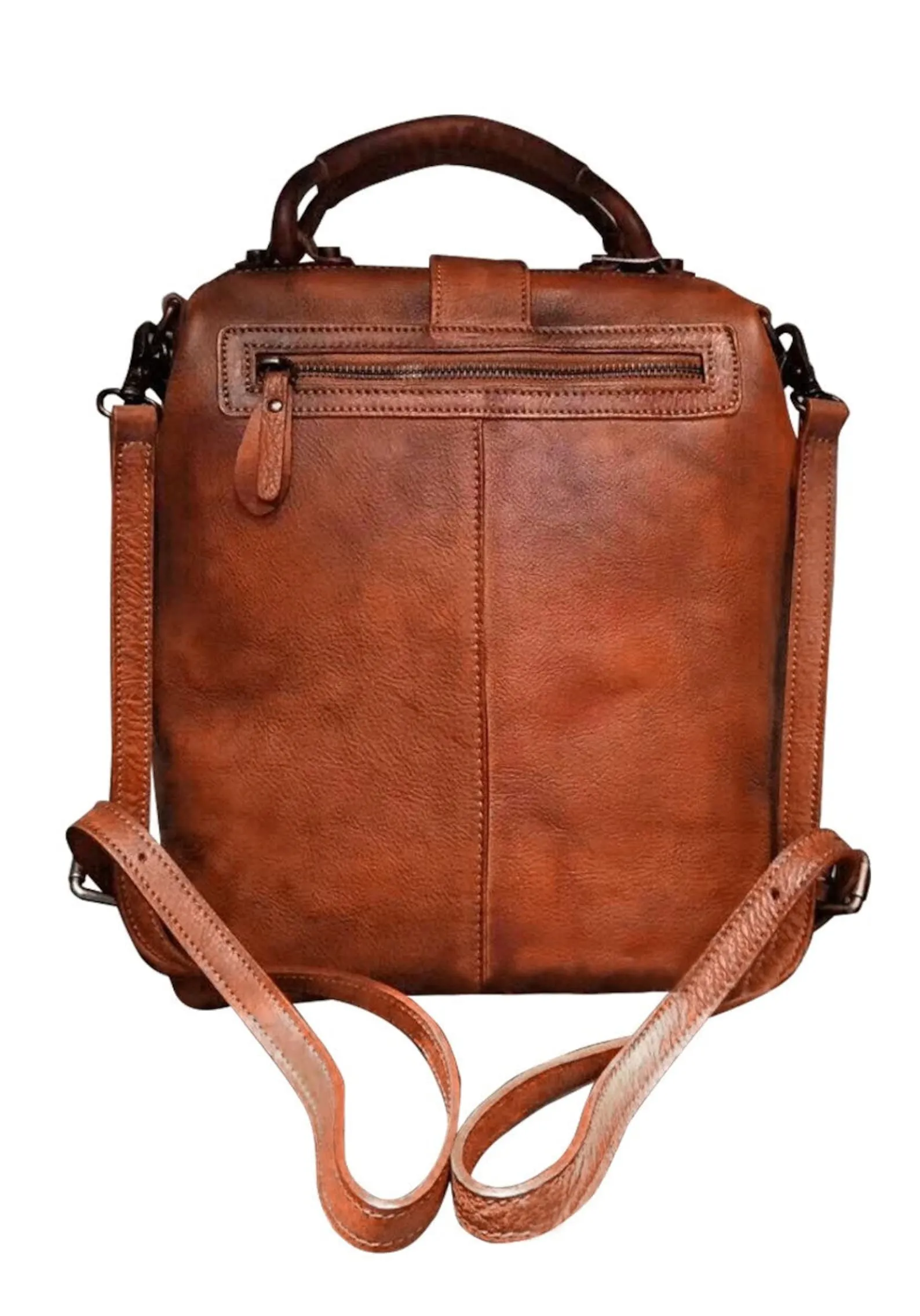 Black Convertible Crossbody Leather Backpack Purse Doctor Bag