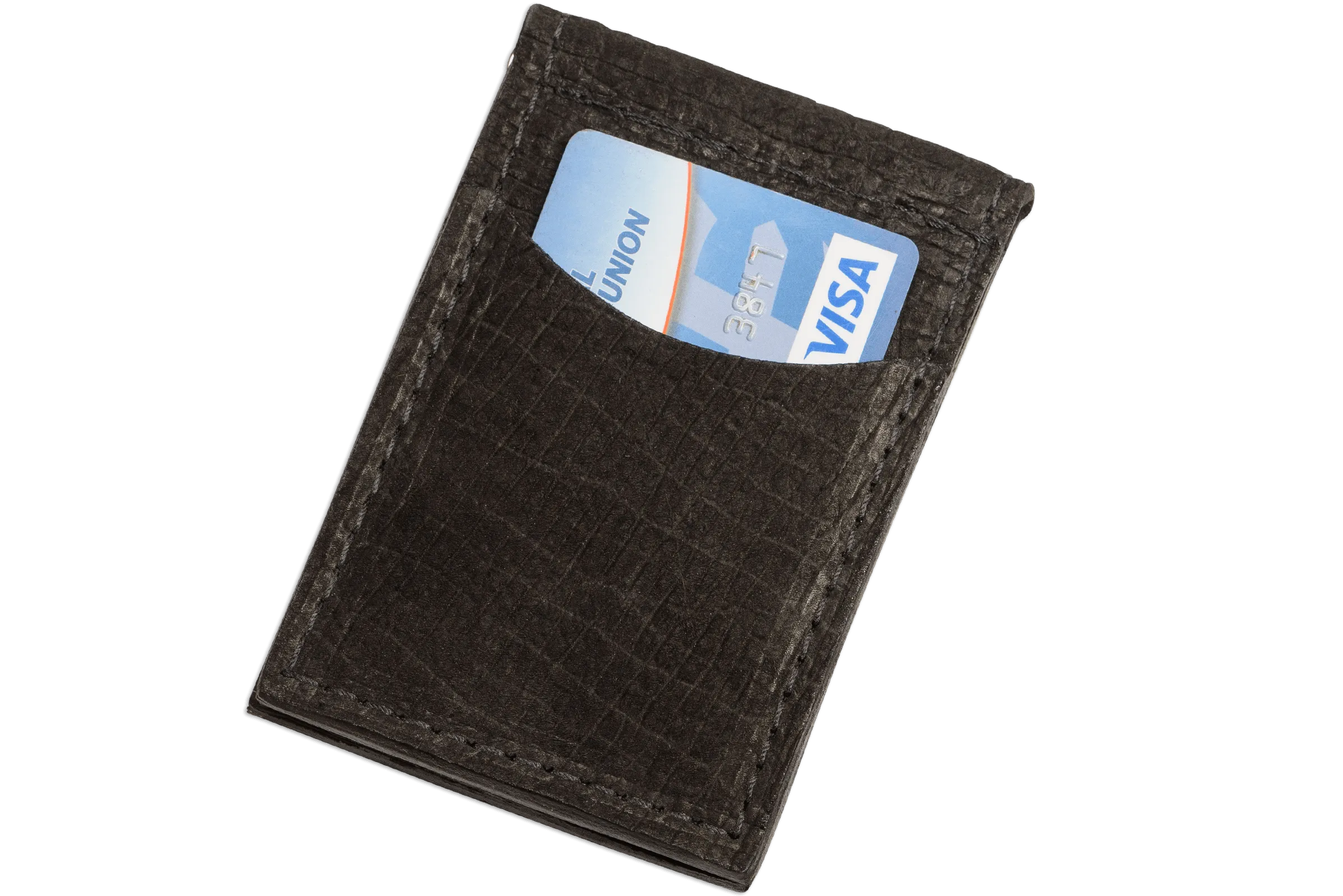 Black Hippopotamus Bifold Slim Profile Wallet With Money Clip